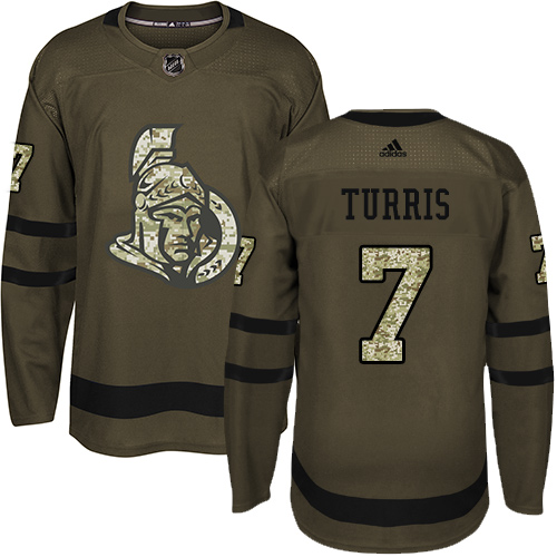 Adidas Senators #7 Kyle Turris Green Salute to Service Stitched Youth NHL Jersey - Click Image to Close